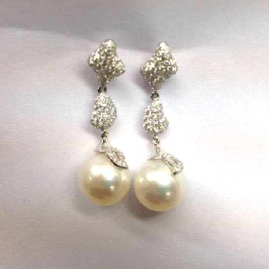 14K Diamond Pearl Earring