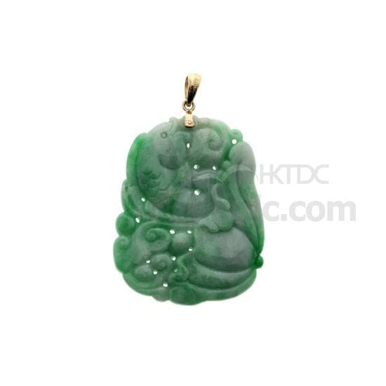 14K Green Jadeite Pendant