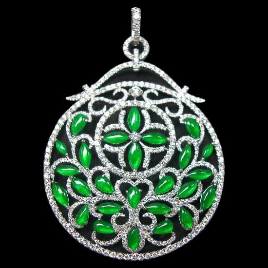 18K Diamonds Jade Pendant