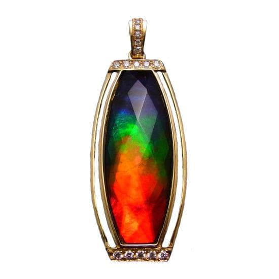 18K Gold Ammolite Pendant
