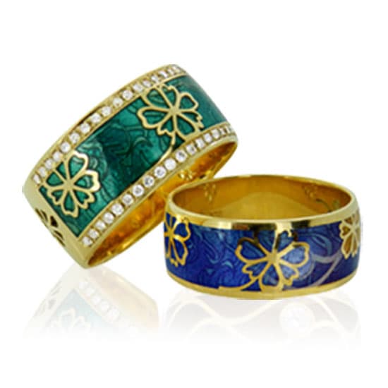 18K Gold Enamel Bangle