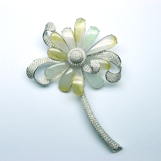 18K W/G Diamond Brooch