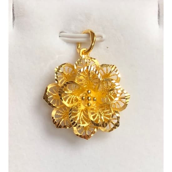 24K Floral Gold Pendant