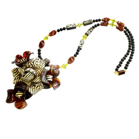 Amber And Coral Necklace