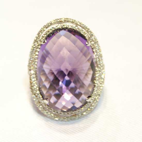 Amethyst Diamond Ring