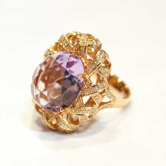 Amethyst Diamond Ring