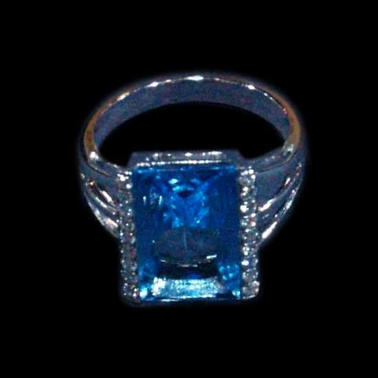 Blue Topaz Diamond Ring