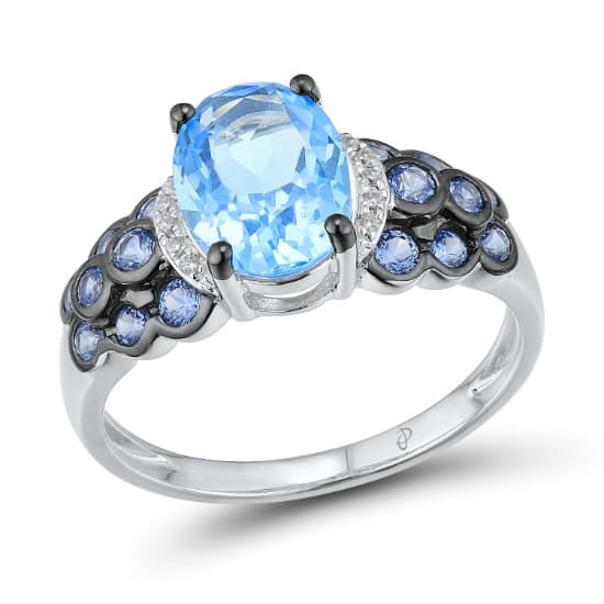 Blue Topaz Diamond Ring