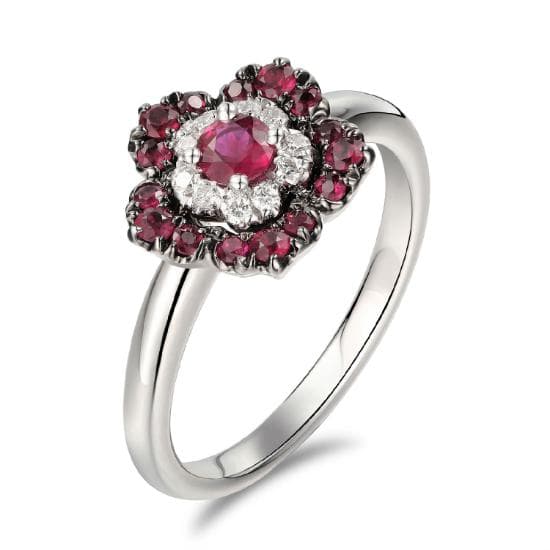 Floral Halo Ruby Ring