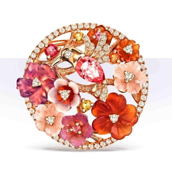 Gemstone Diamond Brooch