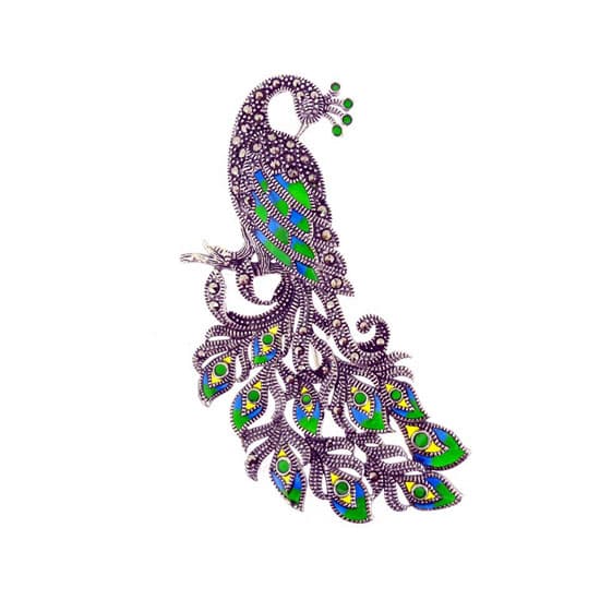 Peacock Marcasite Brooch
