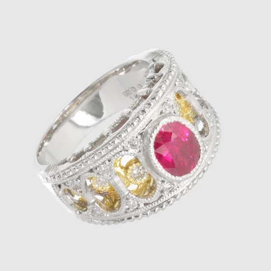 Pt900 Color Stone Ring